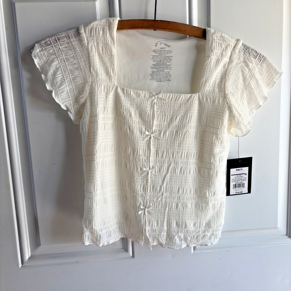 art class Girls Textured Off White Short Sleeve Shirt - M (8)